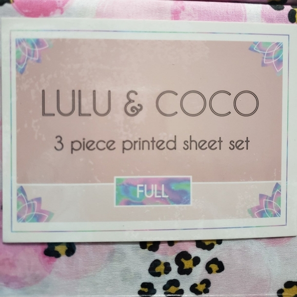 🆕️NWT LULU & COCO 3 piece FULL size Pink Cheetah Bubbles printed Bed Sheet Set - Picture 2 of 7